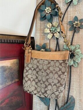 Coach Signature C Jacquard Leather Shoulder Crossbody Bag